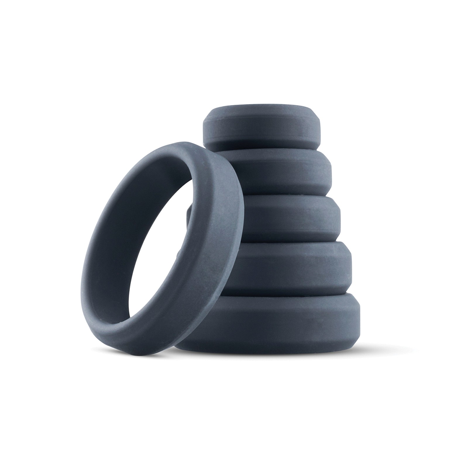 Boners 6 Pc Wide Cock Ring Set - Black Boners 6 Pc Wide Cock Ring Set - Black