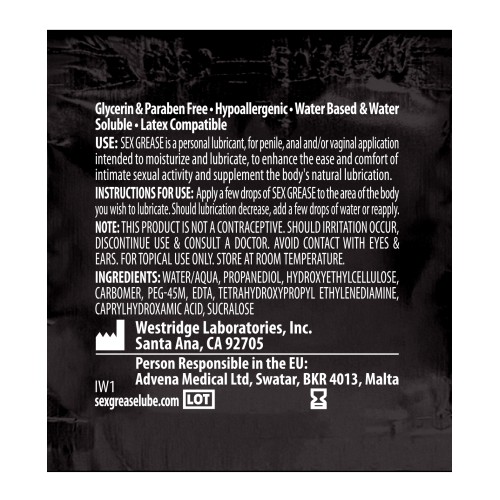 Lubricante a Base de Agua Sex Grease 8.5 oz